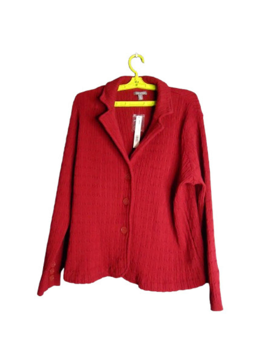 Apt 9 Cardigan Sweater Cable Knit Ship Red Notch Collar Button Front Size 1X New